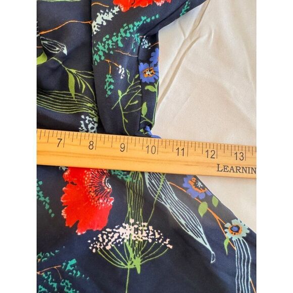 Aerie Navy Floral High-Waisted Palazzo Lounge Pants - Size M EUC Satin Feel - Picture 8 of 11